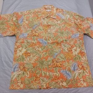 Pierre Cardin Orange Floral Casual Button Down Shirt